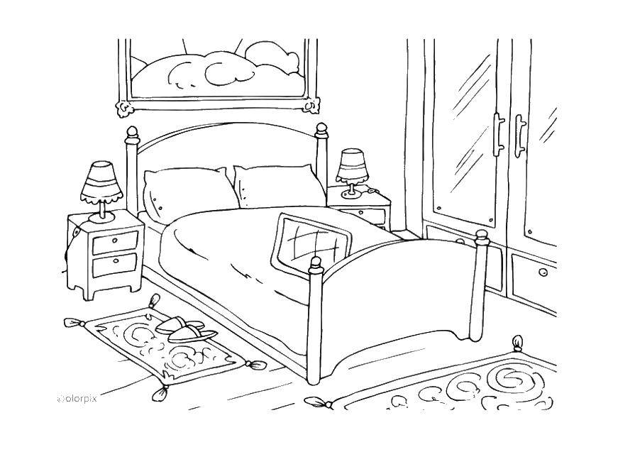 Coloring Bedroom. Category home. Tags:  sleeping, bed.