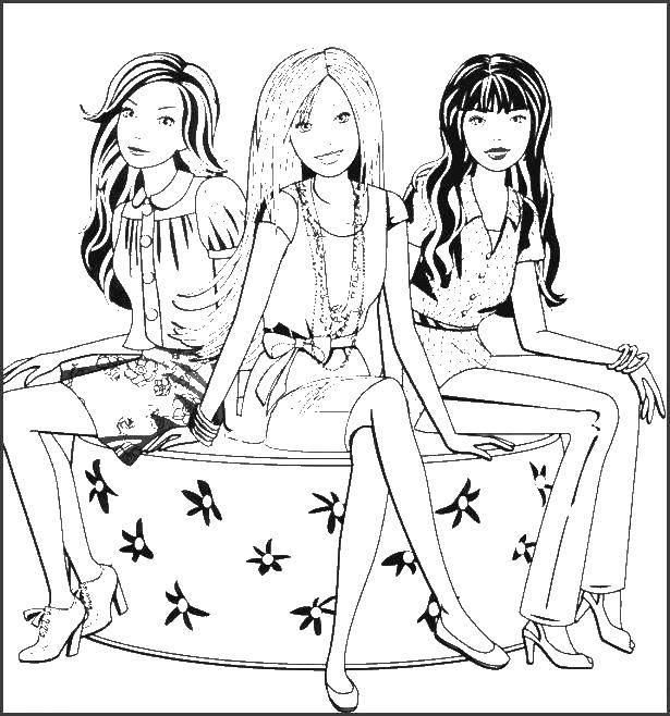 Название: Раскраска Девочки модницы сидят на подиуме. Категория: Для подростков. Теги: девочки, подиум.