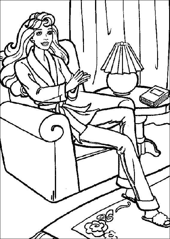Coloring Mom with long hair sitting on chair. Category mom . Tags:  mom, chair.