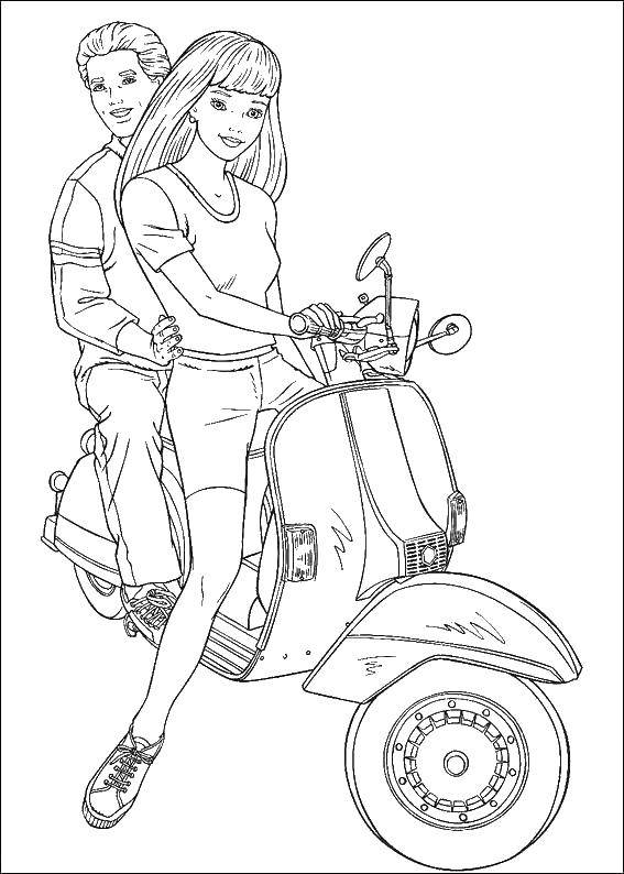 Название: Раскраска Мама с папой на мотоцикле. Категория: мама. Теги: мама, папа, мотоцикл.