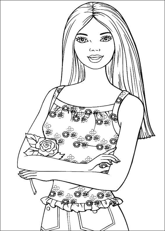 Coloring Mom in a sundress with a flower. Category mom . Tags:  mom .