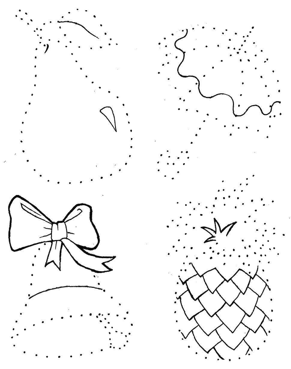 Coloring Pear, bell, umbrella, pineapple. Category coloring. Tags:  pear, bell, umbrella, pineapple.