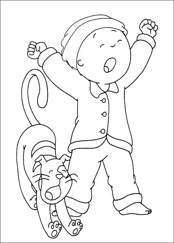 Coloring Boy with cat. Category People. Tags:  boy, cat.