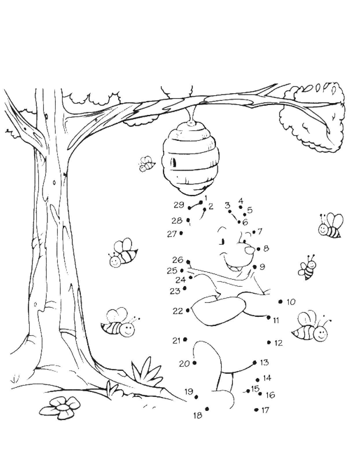 Coloring Winnie the Pooh. Category coloring by numbers. Tags:  Winnie the Pooh, bees, rooms.