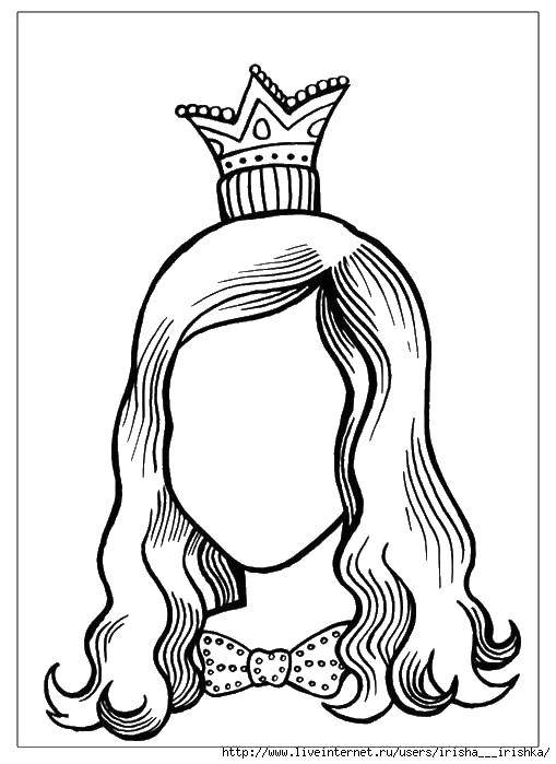 Название: Раскраска Принцесса с короной. Категория: дорисуй по образцу. Теги: принцесса, лицо, корона.
