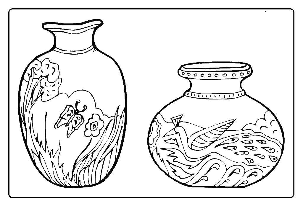 Название: Раскраска Вазы. Категория: раскраски. Теги: ваза, цветы.