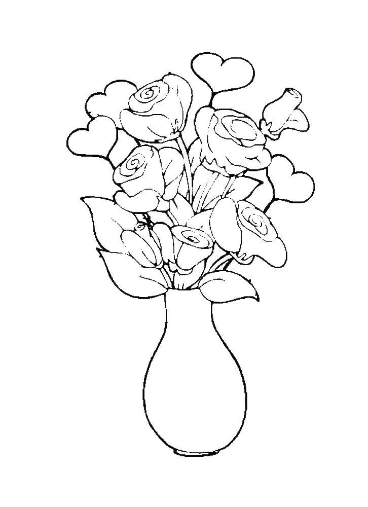 Coloring Vase with roses. Category coloring. Tags:  vase, flowers.