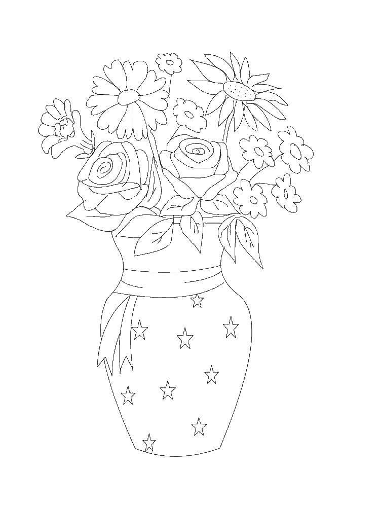 Coloring Vase with flowers. Category coloring. Tags:  vase, flowers.