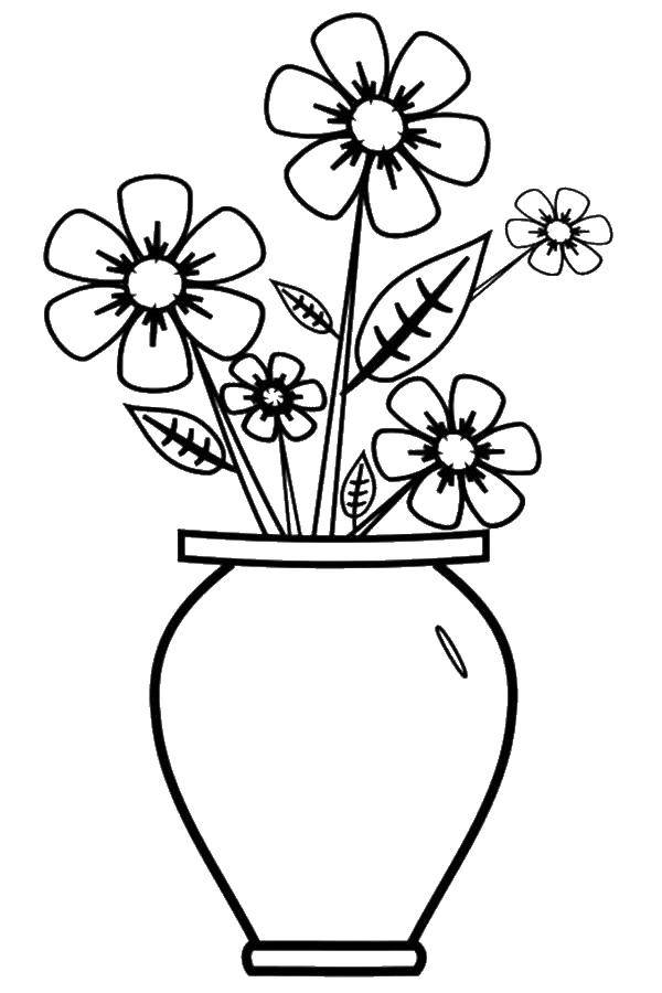 Название: Раскраска Ваза с цветами. Категория: раскраски. Теги: ваза, цветы.