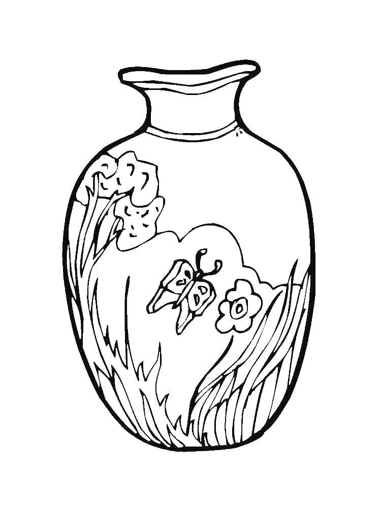 Coloring Vase. Category coloring. Tags:  vase, flowers.