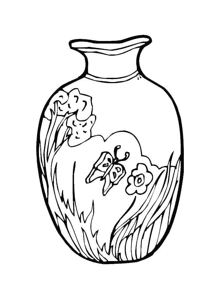 Название: Раскраска Ваза. Категория: раскраски. Теги: ваза, цветы.