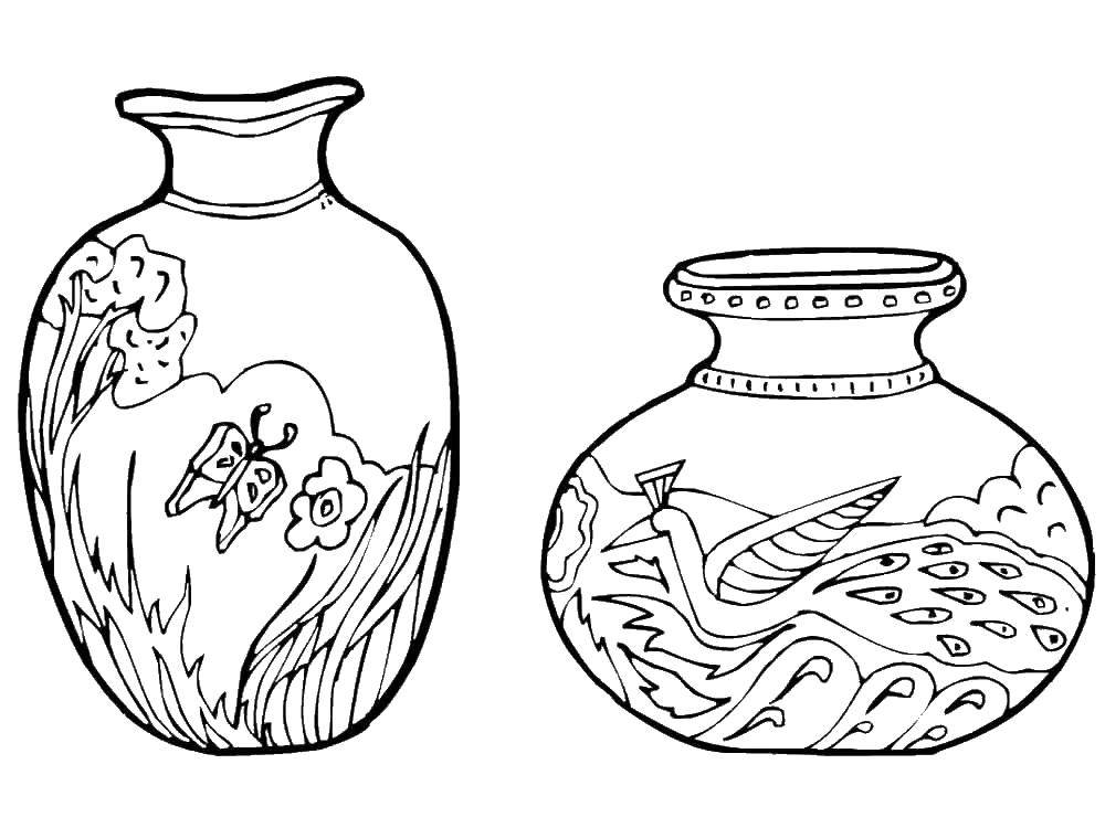 Название: Раскраска Вазы с рисунком. Категория: раскраски. Теги: вазы, рисунки.