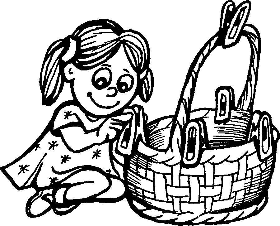 Coloring A girl weaving a basket. Category For girls. Tags:  girl, basket.