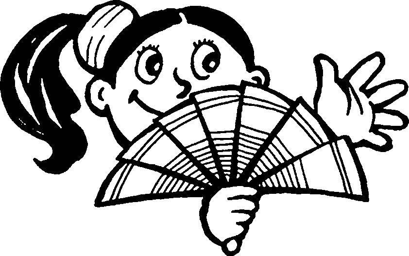 Coloring Girl with a fan. Category People. Tags:  girl , fan.