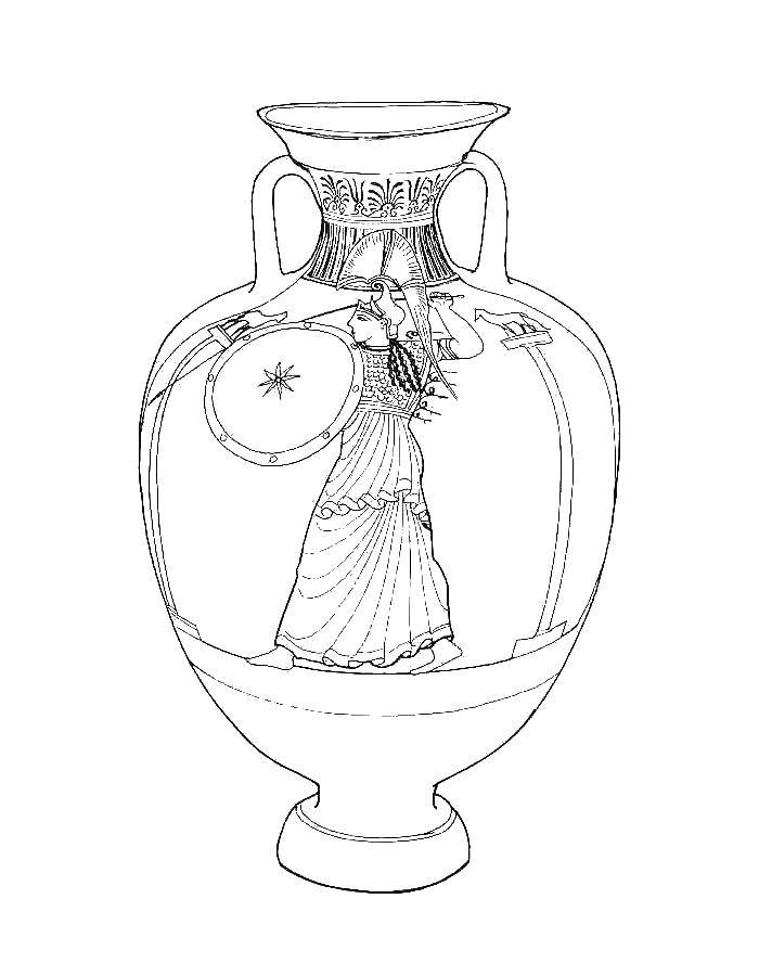Coloring Greek vase. Category coloring. Tags:  vase, flowers.