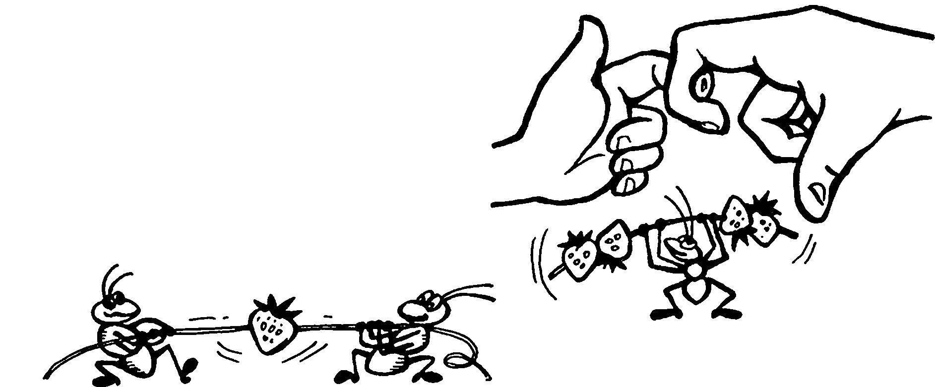 Coloring Ant and hands. Category hand. Tags:  hands, ant.