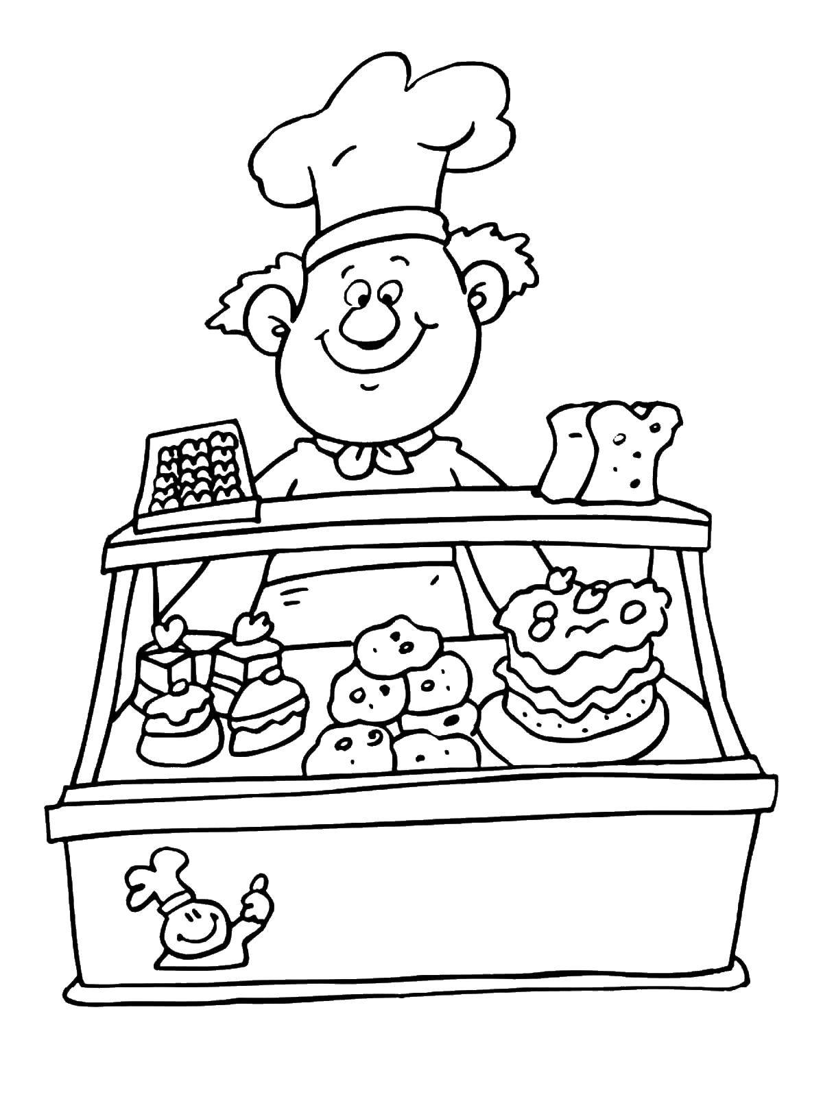 Coloring Cook Baker. Category a profession. Tags:  Baker.