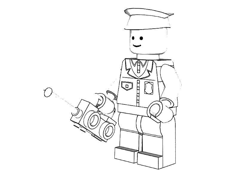 Название: Раскраска Лего полицейский. Категория: полицейский. Теги: лего полицейский.