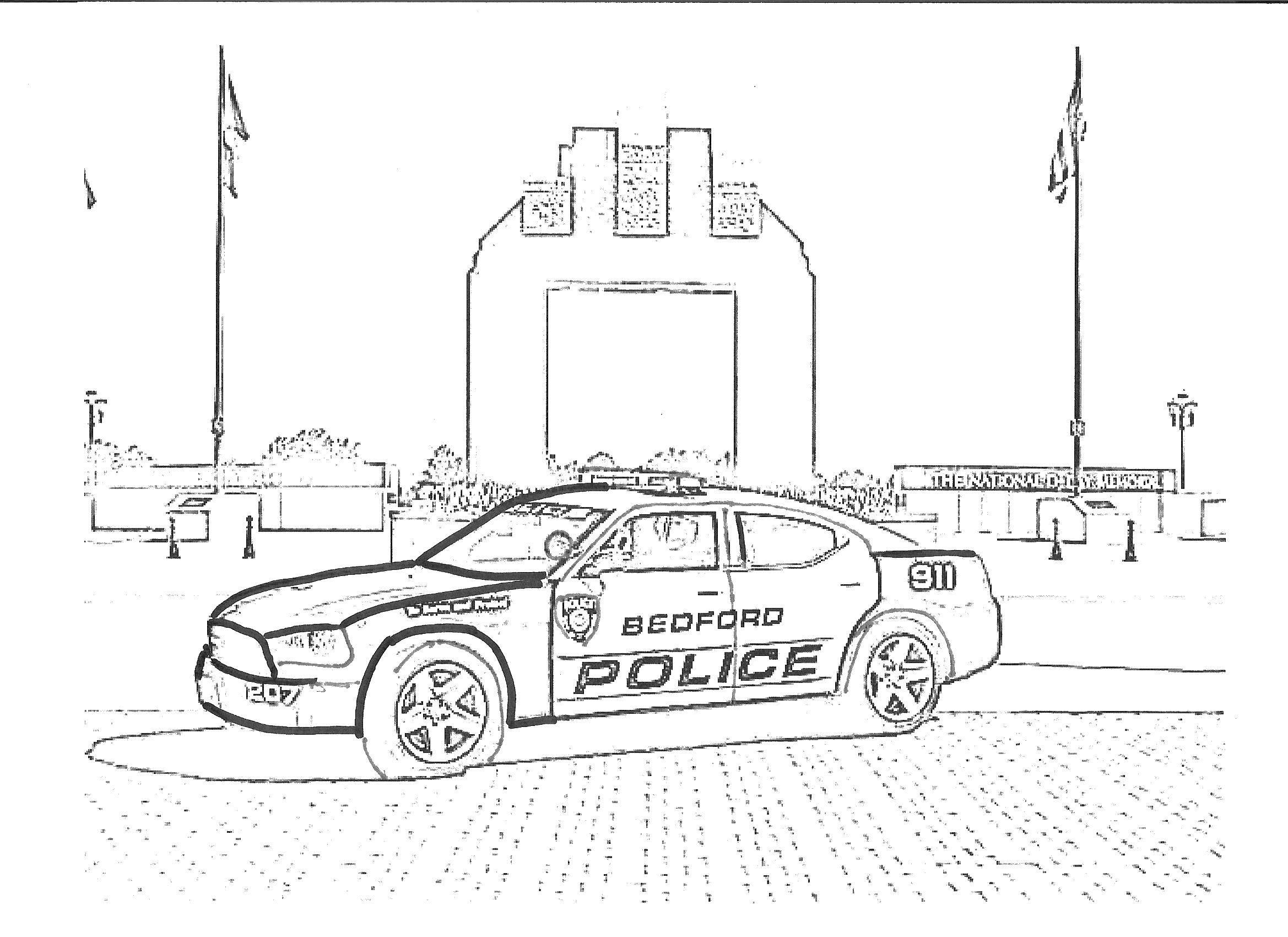 Название: Раскраска Машина полицейского. Категория: полицейский. Теги: машина, полиция.
