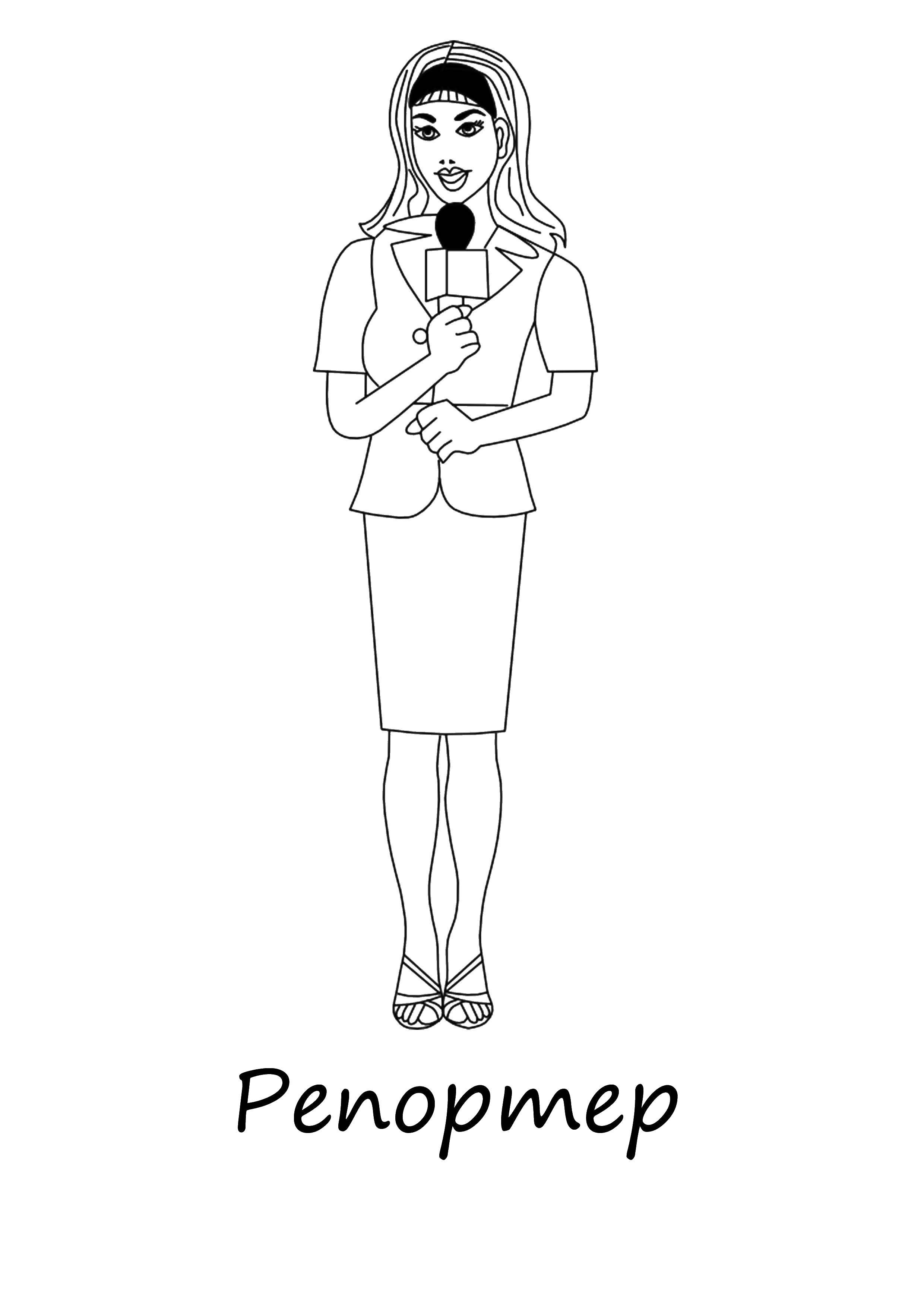 Coloring Reporter. Category a profession. Tags:  profession, reporter.