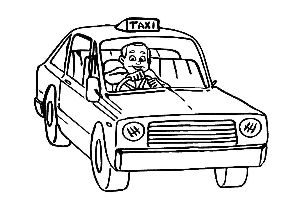Название: Раскраска Таксист. Категория: профессии. Теги: таксист, машина, такси.