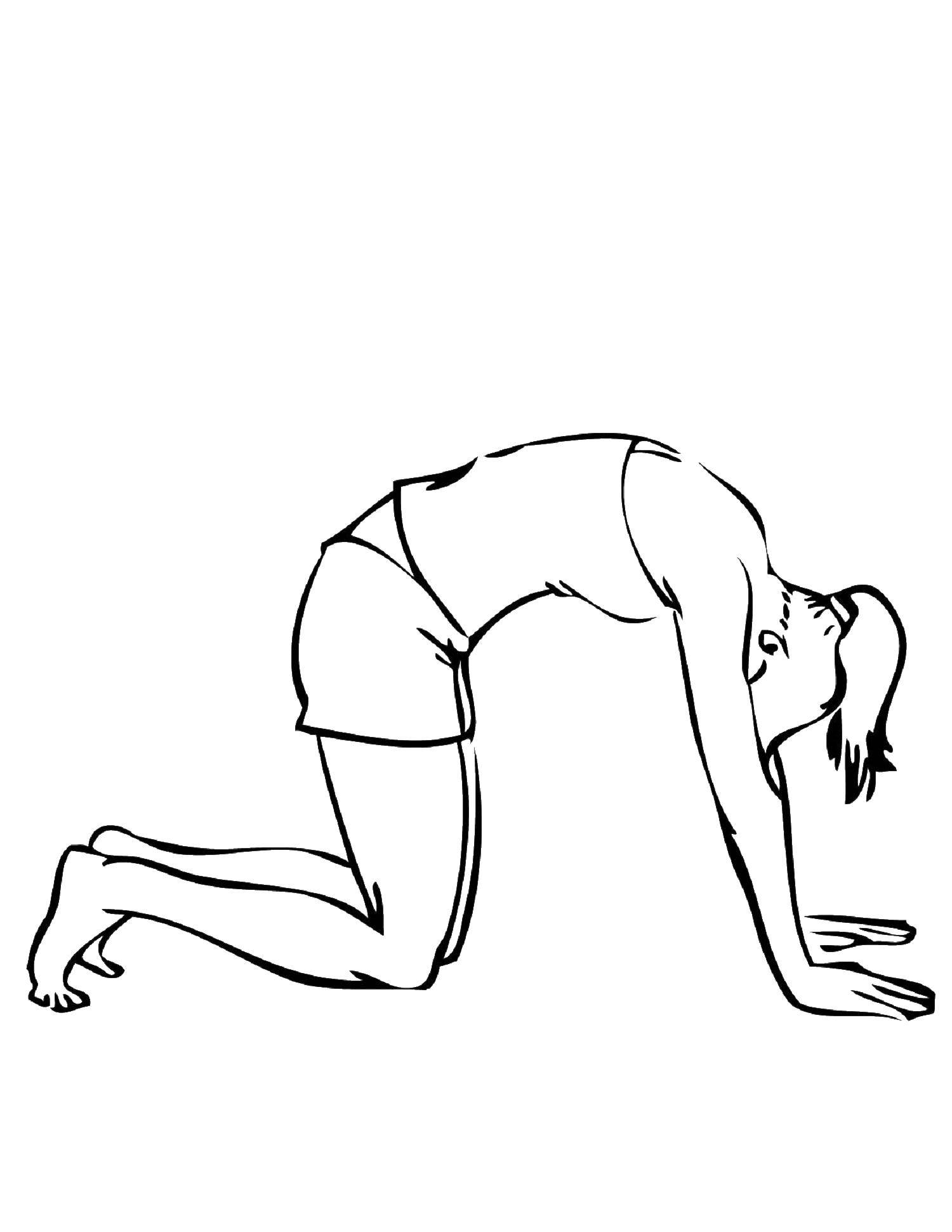Coloring Girl does yoga deflection of the back. Category yoga. Tags:  yoga.