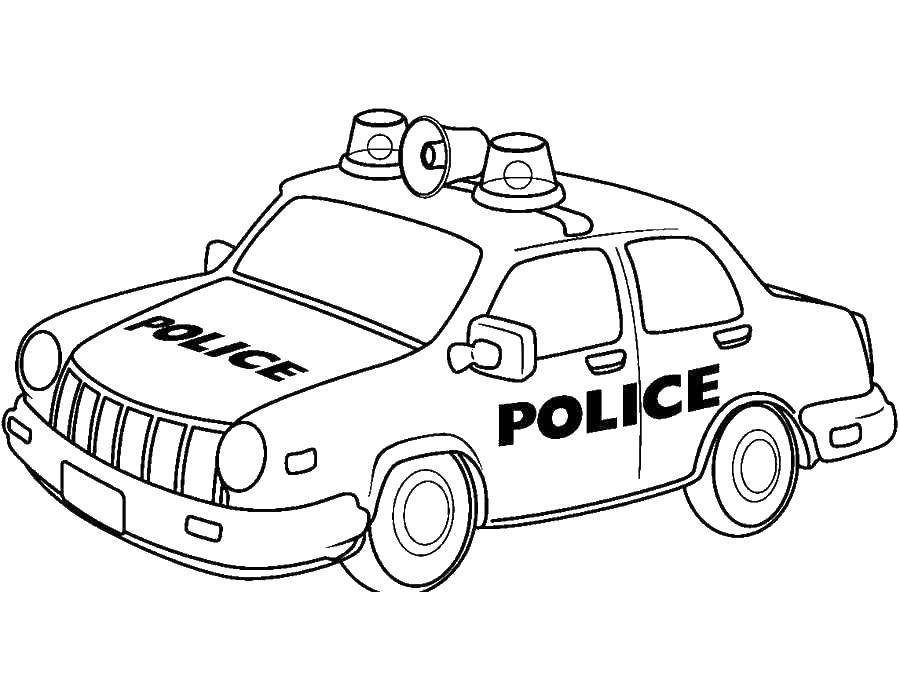 Название: Раскраска Полицейская машина. Категория: полицейский. Теги: Полиция, машина.