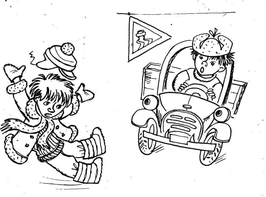 Название: Раскраска Мальчик и водитель. Категория: правила дорожного движения. Теги: машина, водитель, мальчик.
