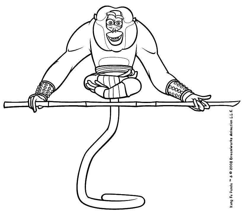 Название: Раскраска Мастер обезьяна. Категория: Персонаж из мультфильма. Теги: обезьяна.