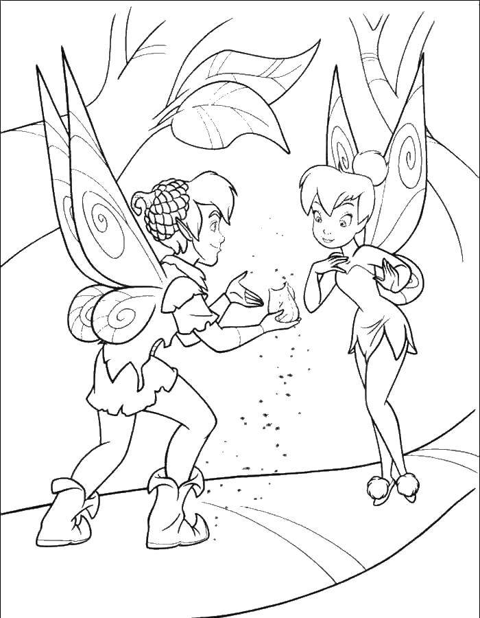 Coloring Tinker bell and Terence. Category Ding , Ding Ding. Tags:  fairy, Tinker bell, Vidia.