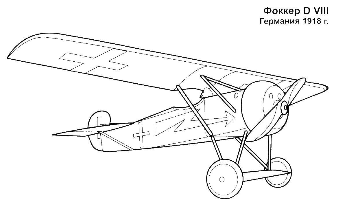 Coloring Fokker. Category transportation. Tags:  plane.