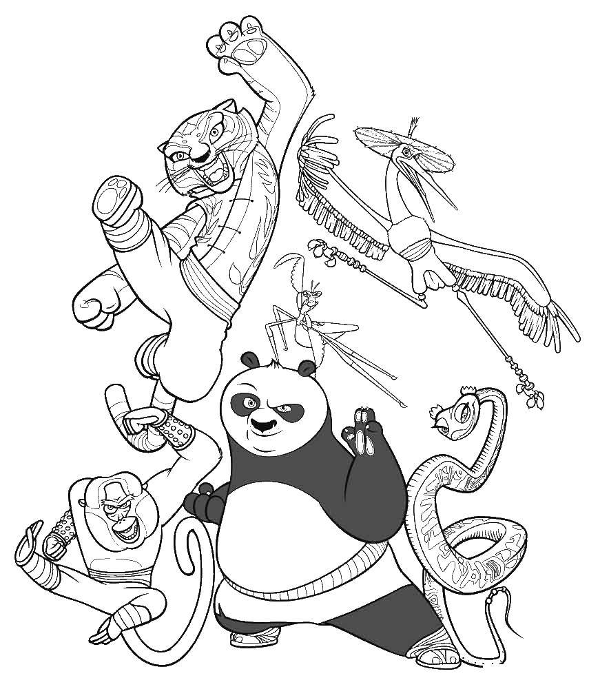 Название: Раскраска Кунг фу панда и воины дракона. Категория: кунг фу панда. Теги: кунг фу панда, Воин дракона.