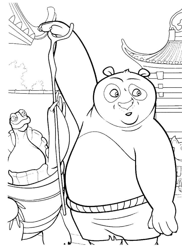 Название: Раскраска Панда делает лапшу. Категория: кунг фу панда. Теги: панда.