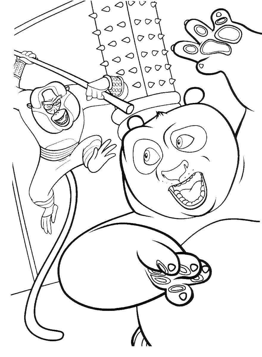 Название: Раскраска Панда в замесе. Категория: кунг фу панда. Теги: панда.