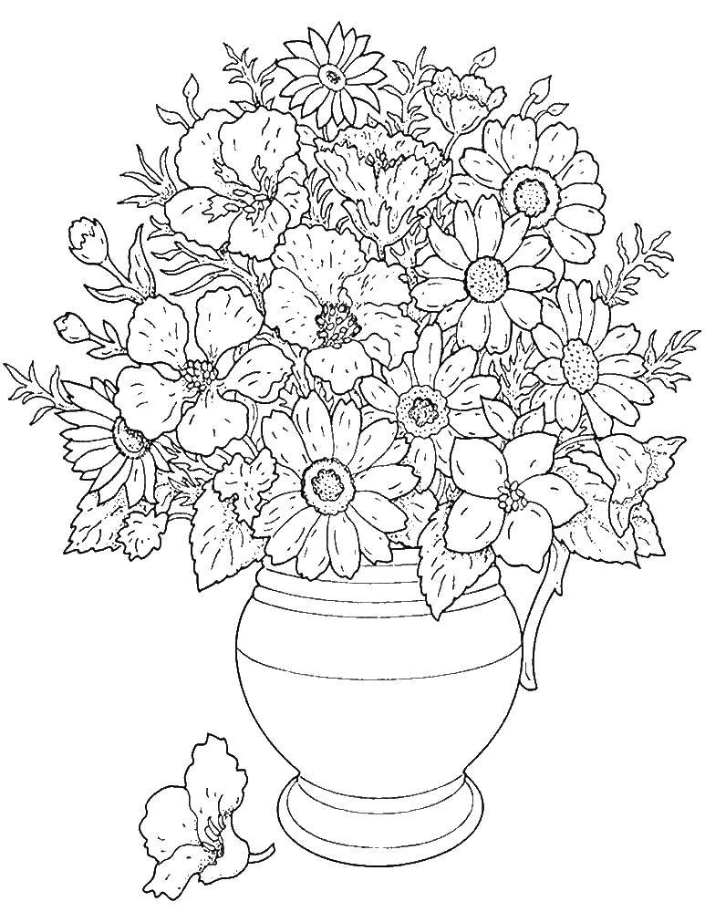 Coloring A pot of flowers. Category flowers. Tags:  flowers.