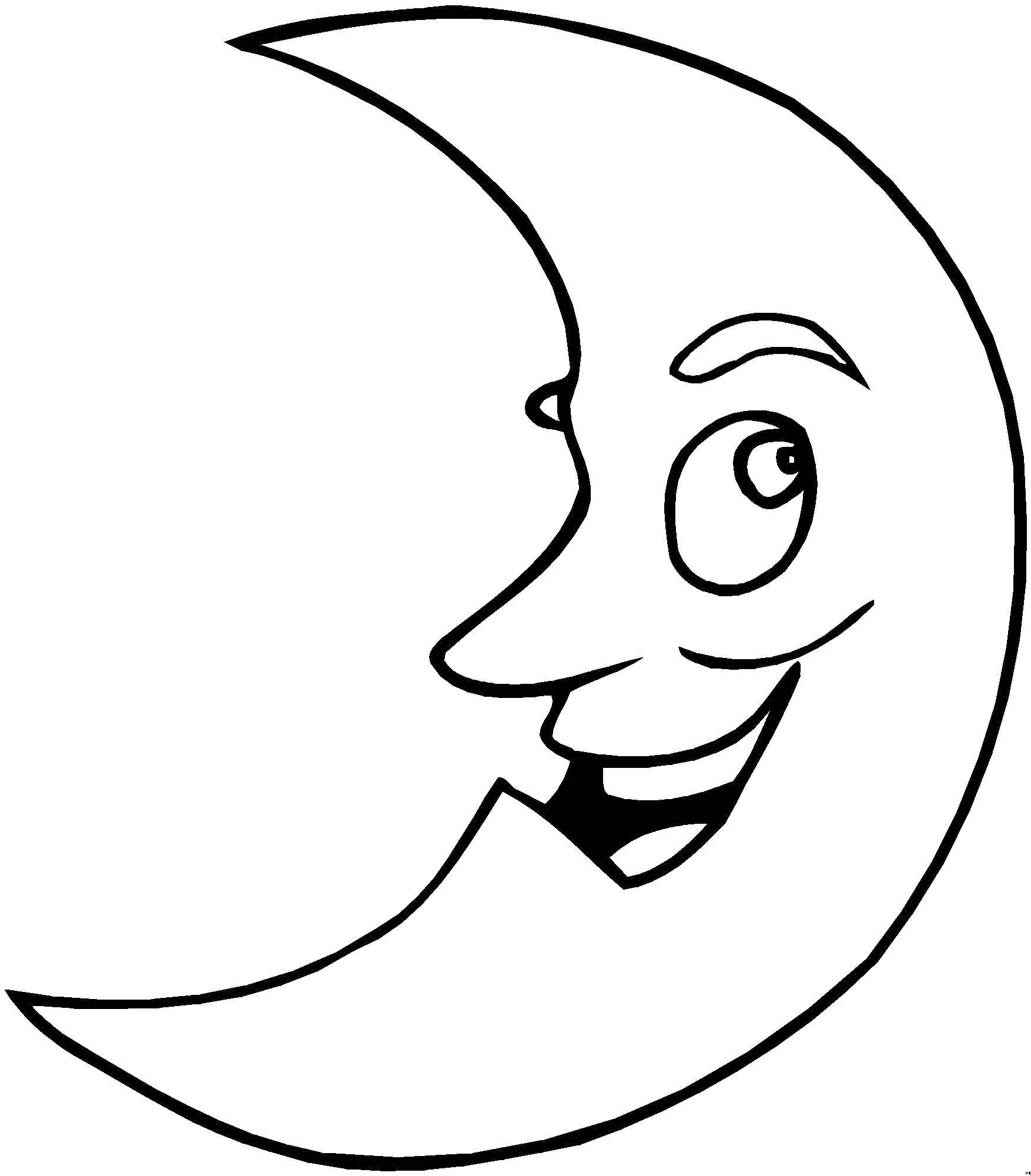 Название: Раскраска Месяц улыбается. Категория: луна. Теги: улыбка, месяц.