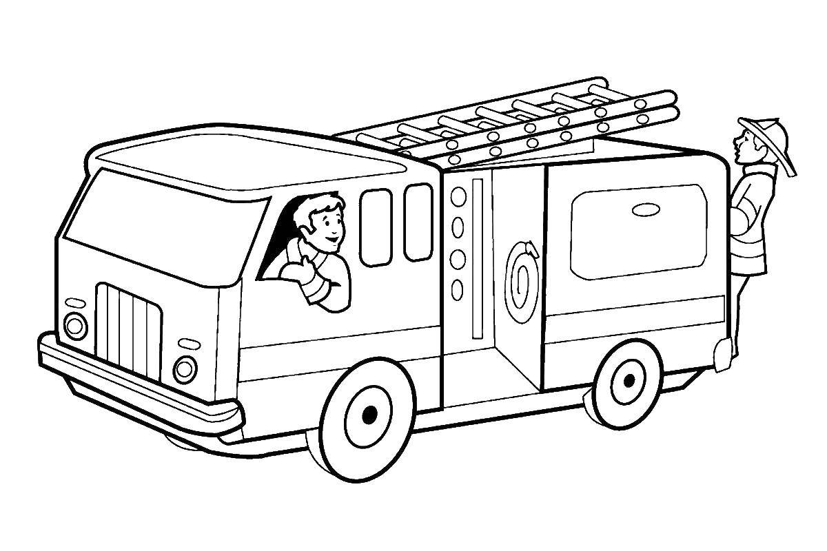 Coloring Fire truck. Category machine . Tags:  fire, police, ambulance.