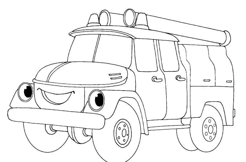 Coloring Fire truck. Category machine . Tags:  fire, police, ambulance.