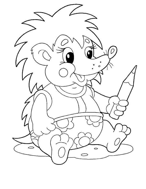 Coloring Hedgehog with pencils. Category the artist. Tags:  hedgehog, pencils.