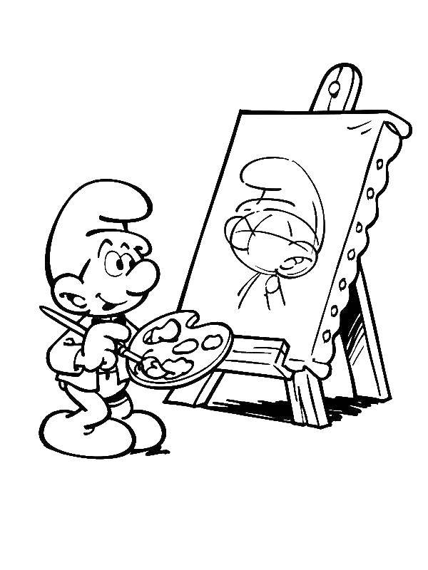 Coloring Smurf artist. Category the artist. Tags:  The Smurfs, artist.
