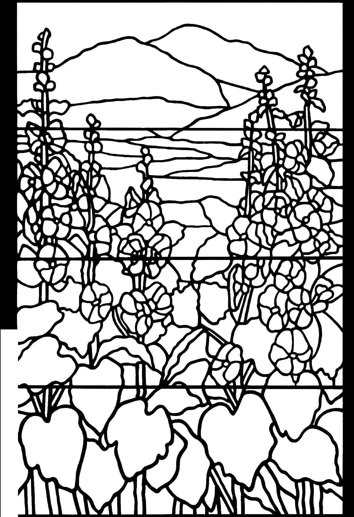 Coloring Flowers. Category stained glass. Tags:  stained glass, wood, flowers.
