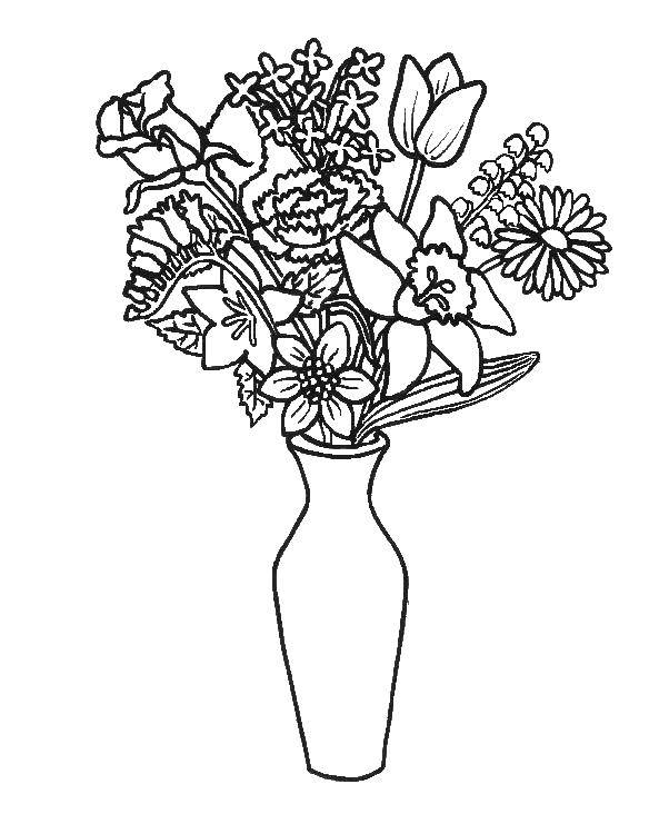 Coloring Vase with flowers. Category flowers. Tags:  flowers.