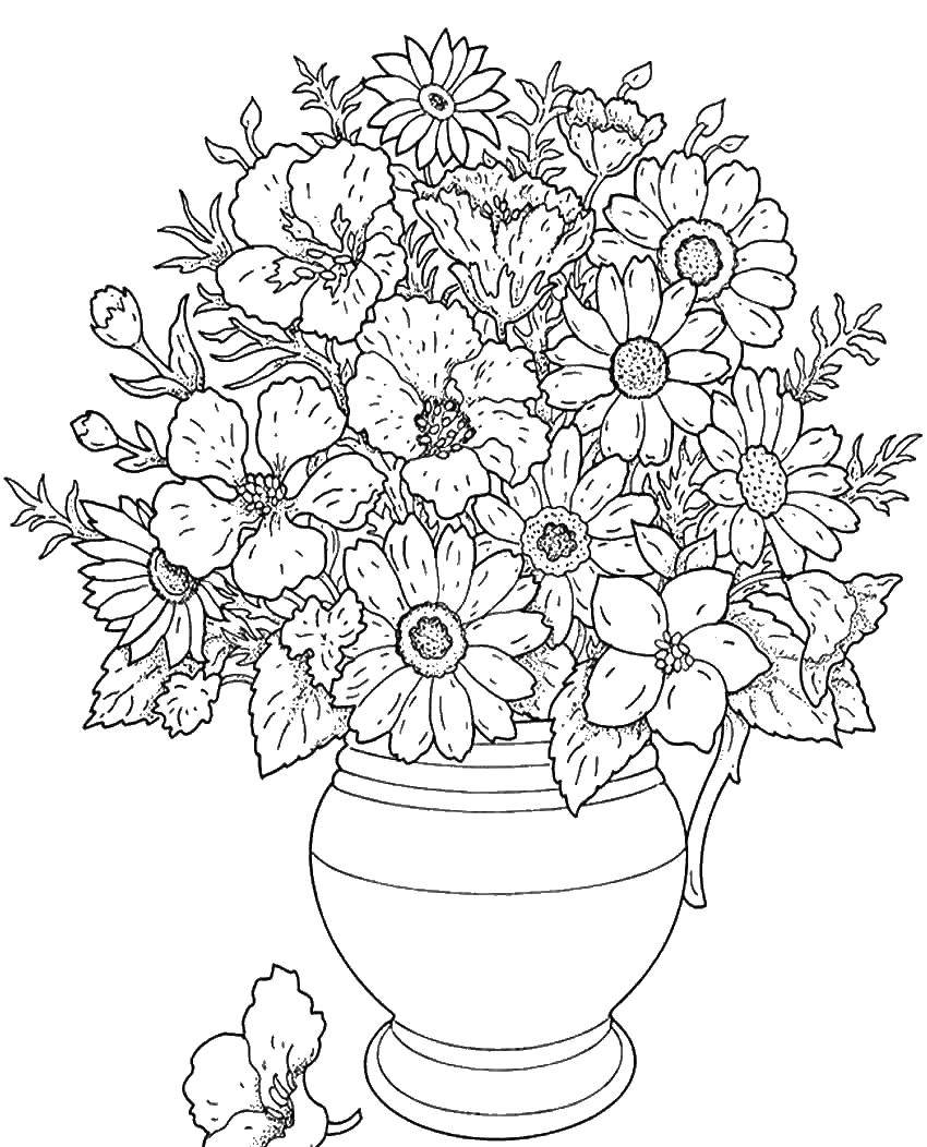 Coloring Vase with flowers. Category flowers. Tags:  flowers, vase.