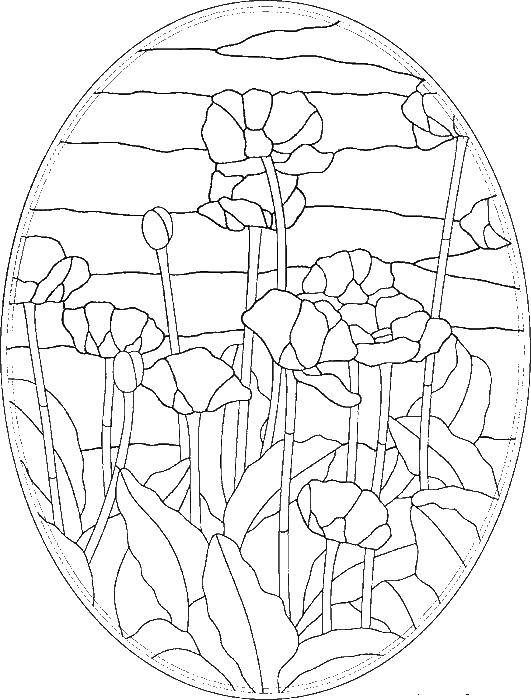 Coloring Maki. Category stained glass. Tags:  stained glass, wood, flowers.