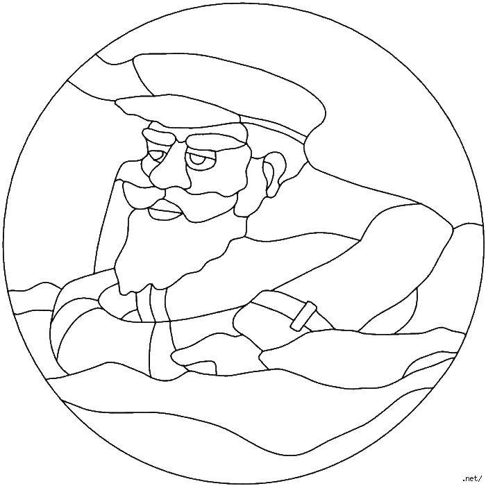 Coloring The sailor in the water. Category stained glass. Tags:  sailor, water, stained glass.