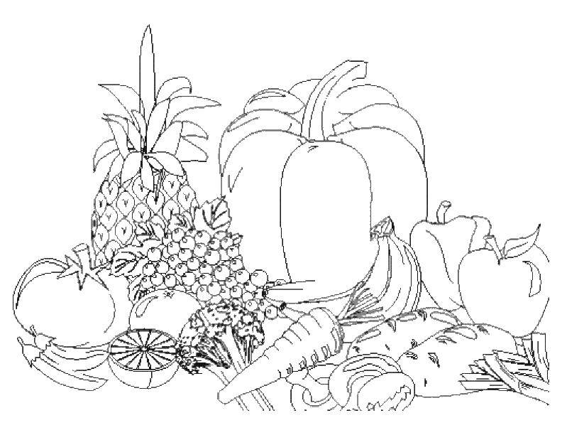 Coloring Vegetables and fruits. Category Vegetables. Tags:  vegetables, fruits.