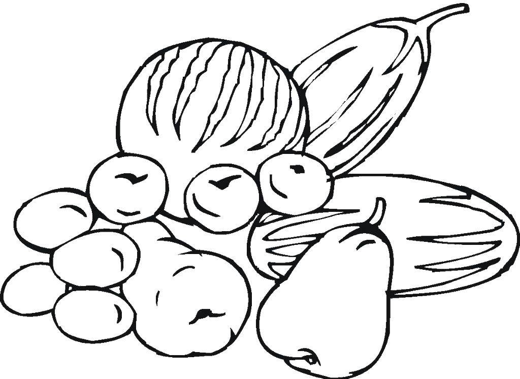 Coloring Vegetables and fruits. Category Vegetables. Tags:  vegetables, fruits.