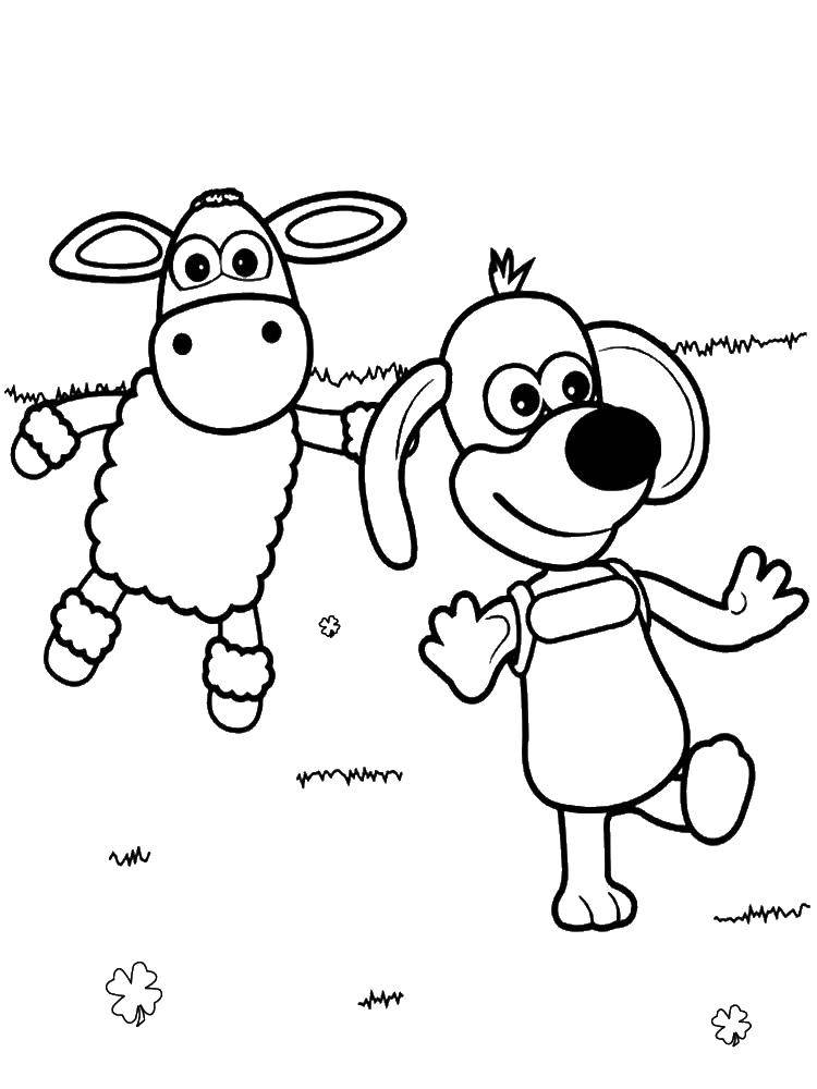 Coloring Shaun the sheep and Gromit. Category cartoons. Tags:  Shaun the sheep, Gromit.