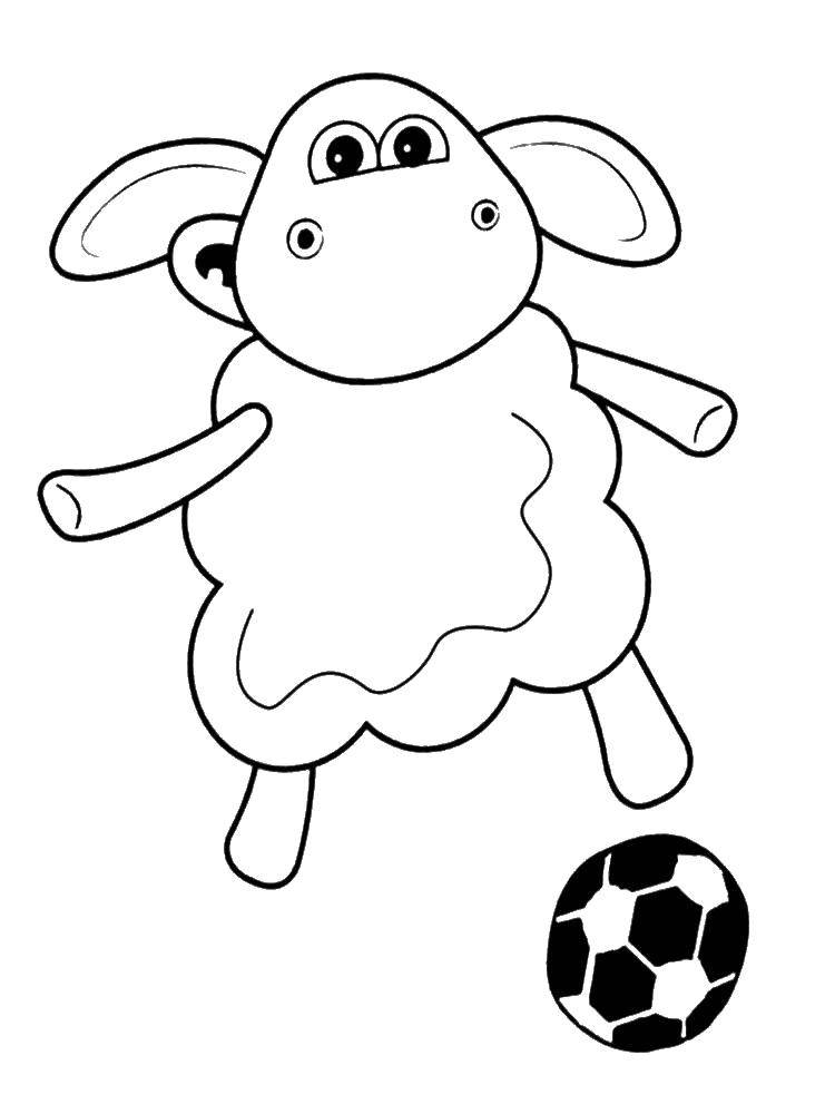 Coloring Shaun the sheep playing ball. Category cartoons. Tags:  Shaun the sheep, ball.