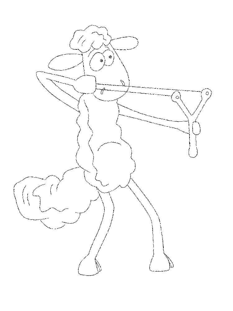 Coloring Shaun the sheep with a slingshot. Category cartoons. Tags:  Shaun the sheep, slingshot.